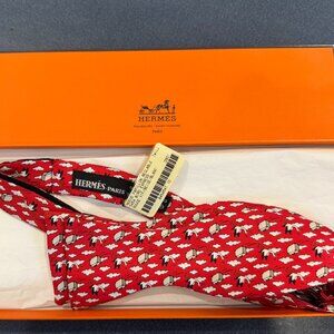 Hermes Noeud Papillon Silk Bow Tie ("Bird Express")
